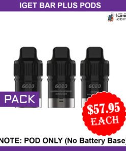 IGET BAR PLUS – POD ONLY – 3 PACK – 6000 PUFFS (No Battery Base)