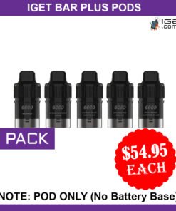 IGET BAR PLUS – POD ONLY – 5 PACK – 6000 PUFFS (No Battery Base)