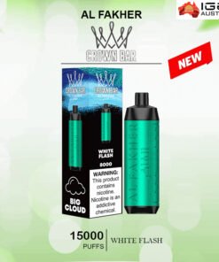 ALFAKHER CROWN BAR – WHITE FLASH – 15000 PUFFS