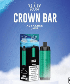 ALFAKHER CROWN BAR WHITE FLASH – 8000 PUFFS