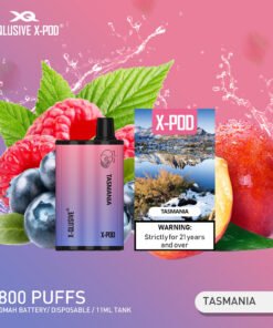 X-QLUSIVE X-POD TASMANIA (Blueberry Raspberry Peach) – 3800 PUFFS